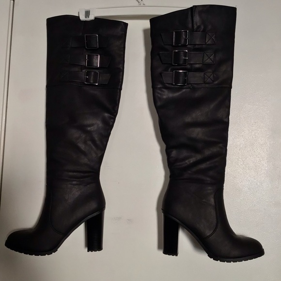 Over the Knee Combat Boots in Black - Picture 7 of 7